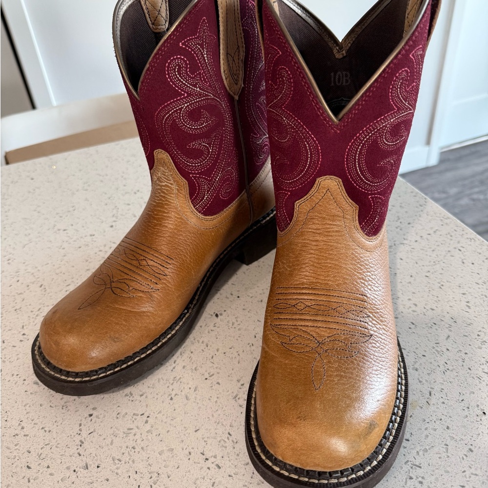 Ariat Heeled Boots Brown and Red Western Style